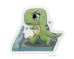 Baby T-Rex running on treadmill Cute Sticker.