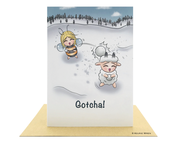 Cute greeting card of winter snowball fun | Birthday card | Christmas