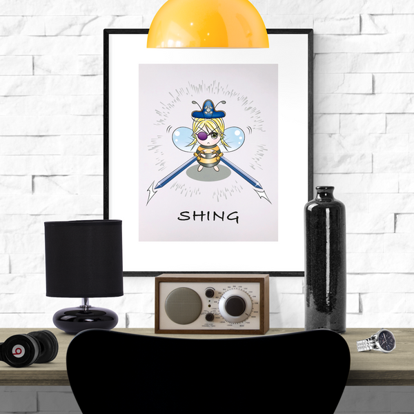 Pirate Bee with Swords Cute Art Print